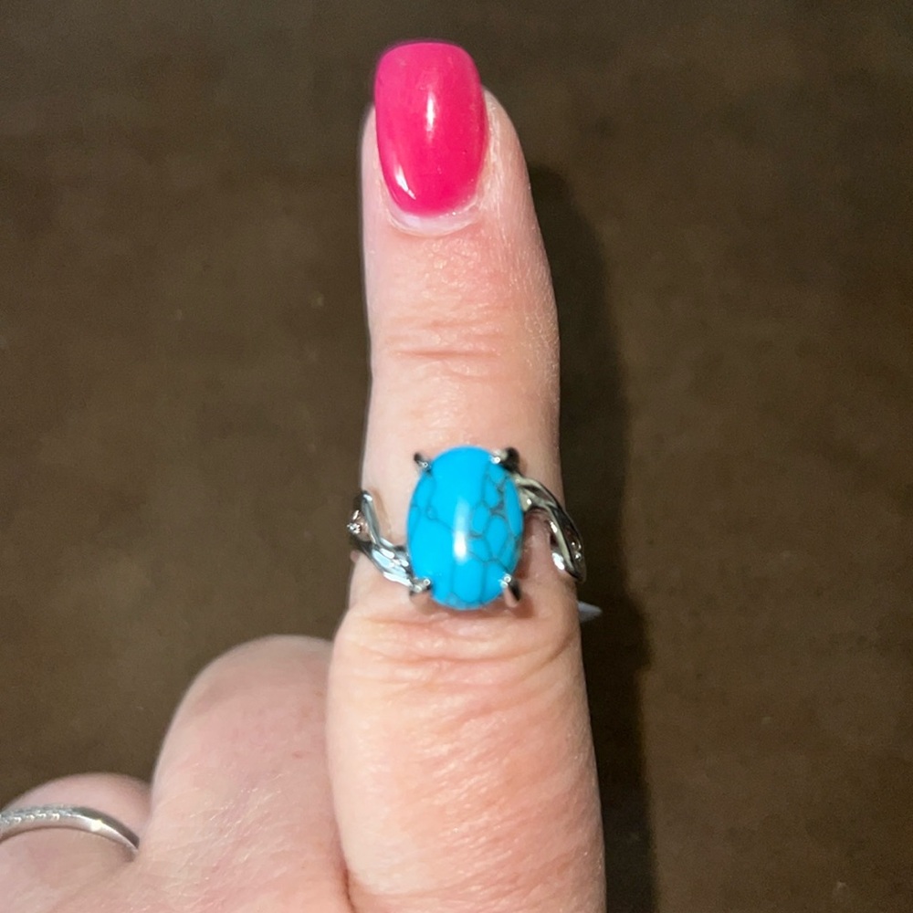 NWOT Silver Ring With Blue Stone